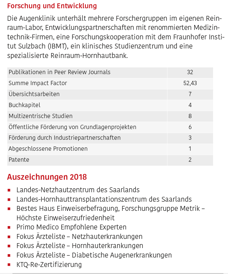 Augenklinik Zahlen